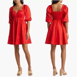 Vici Red Puff Sleeve Mini Dress